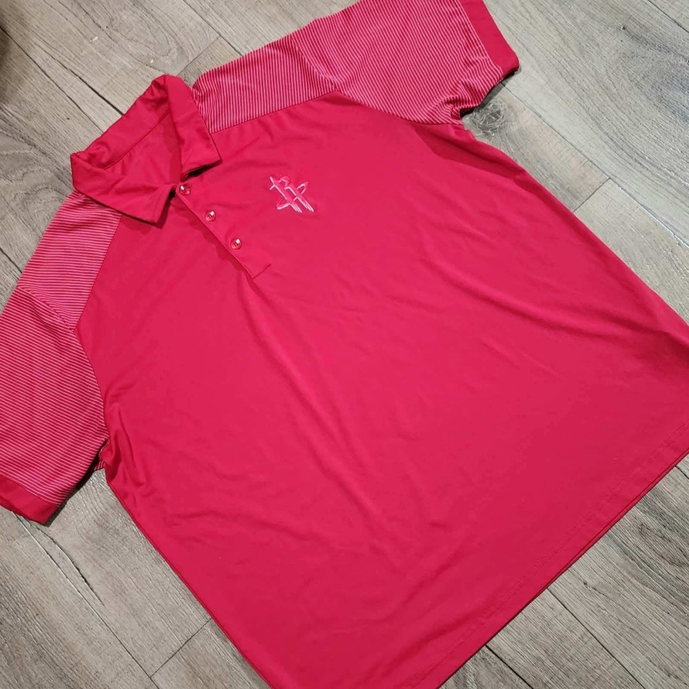 Antigua Houston Rockets Mens XL Polo Shirt Red Pinstripe NBA Golf Performance